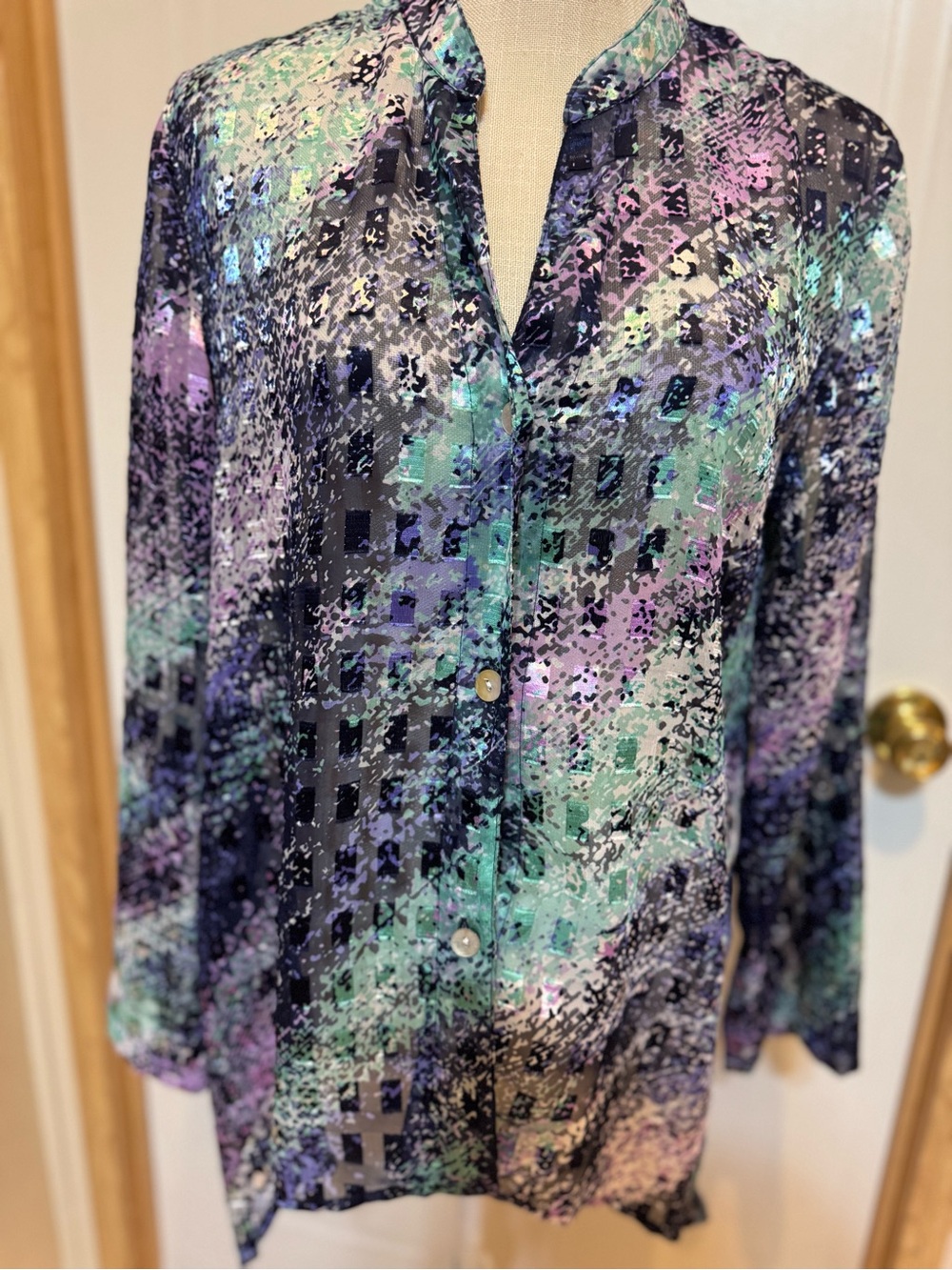 Ruby Rd Sz 10 Multi-Color Patterned Button-Front Women's Top EUC ๐๐ - Picture 6 of 7